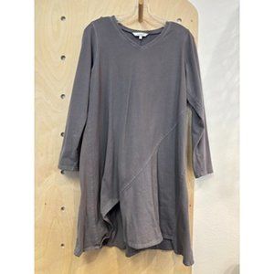 Kleen Lagenlook Dove Gray Long Sleeve V-Neck Classic Tunic Dress Regular Size S